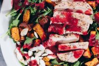 Golden Roasted Sweet Potato Salad with Zesty Cranberry Vinaigrette