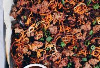 Sheet Pan Golden Pork and Crispy Veggie Noodles