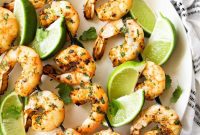 Grilled Lime, Cilantro and Garlic Shrimp Skewers