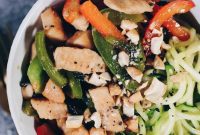 Paleo Whole30 Teriyaki Chicken Zoodle Bowl