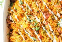 Spicy Buffalo Chicken Spaghetti Squash Bake