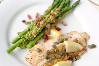 Crispy Skillet Cod with Pesto Bacon Asparagus (Paleo Whole30)