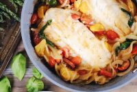 Mediterranean Inspired Cod with Fresh Tomato Basil and Asparagus Perfect for Paleo Whole30 and Keto