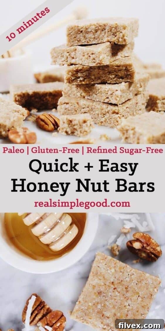 A large batch of no-bake honey nut bars, showcasing the perfect grab-and-go healthy snack or dessert.
