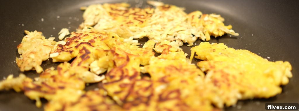 Paleo hash browns, grated plantains ready for cooking