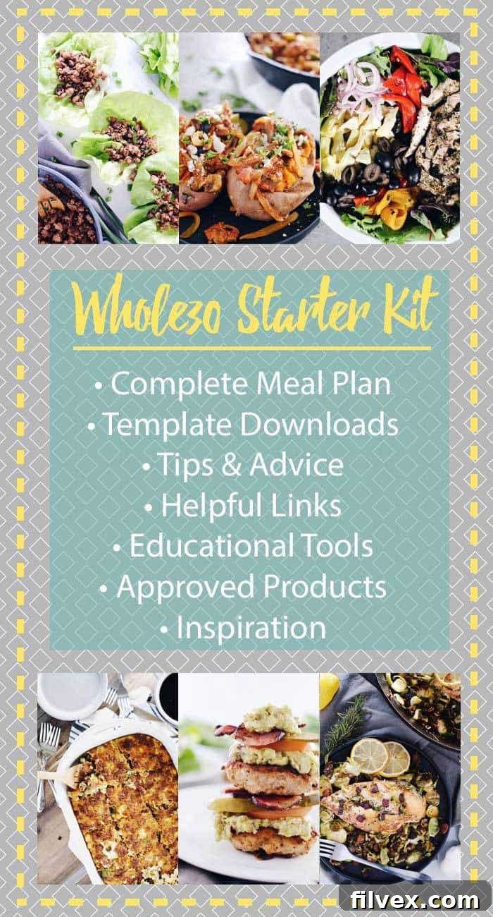 Whole30 starter kit with resources and tools to get you started on your Whole30. Template downloads, links, tips, recommendations and Whole30 rules. #Whole30 | realsimplegood.com