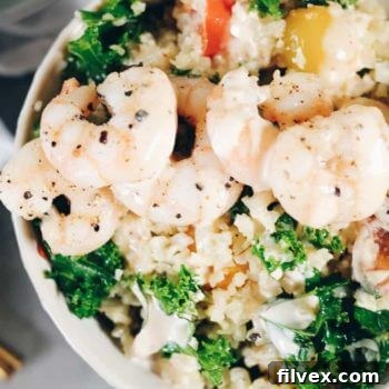 Paleo Cauliflower Rice Bowls with Shrimp (Whole30) recipe card image