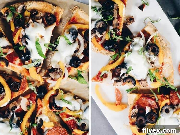 A vibrant side salad perfectly complementing a slice of Paleo pizza, creating a balanced and healthy meal.