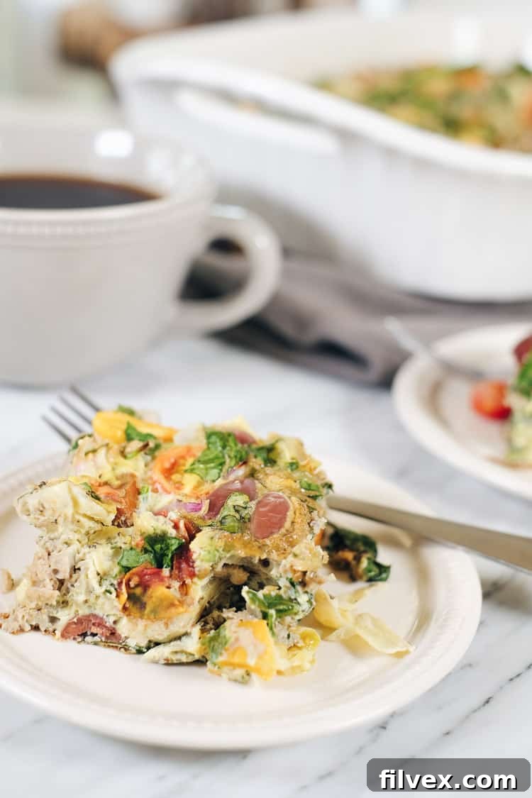 This Paleo and Whole30 Mediterranean breakfast frittata is a great make ahead breakfast you can re-heat in the morning for a start to the day! Paleo, Whole30 and Dairy-Optional | realsimplegood.com