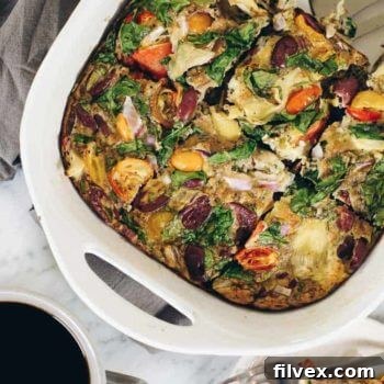 A vibrant Mediterranean Breakfast Frittata, ready to serve.