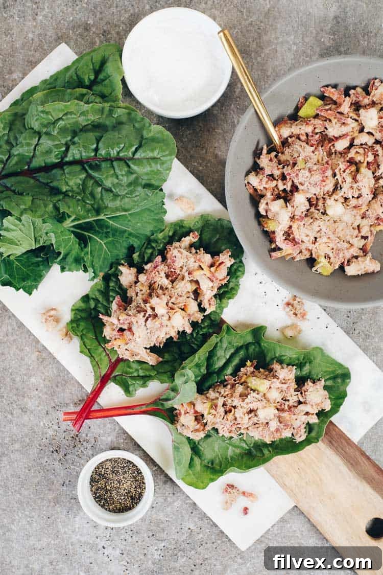 These Paleo and Whole30 pear and almond chicken salad wraps are perfect for packing along for a day trip or lunch during the busy week! | realsimplegood.com