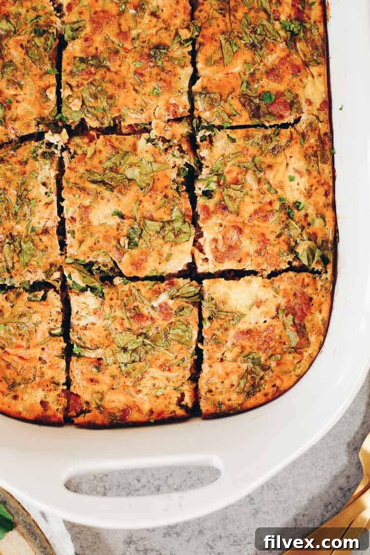 Close-up of a slice of Paleo Breakfast Pizza Casserole with optional cheese, perfect for a Whole30 or Keto diet.