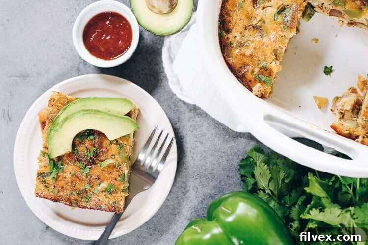 Start your week right with this savory Paleo and Whole30 Breakfast Burrito Casserole. Prep on Sunday for easy, delicious breakfasts all week long!