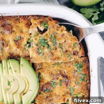 A delicious Paleo and Whole30 Breakfast Burrito Casserole, perfect for meal prep.