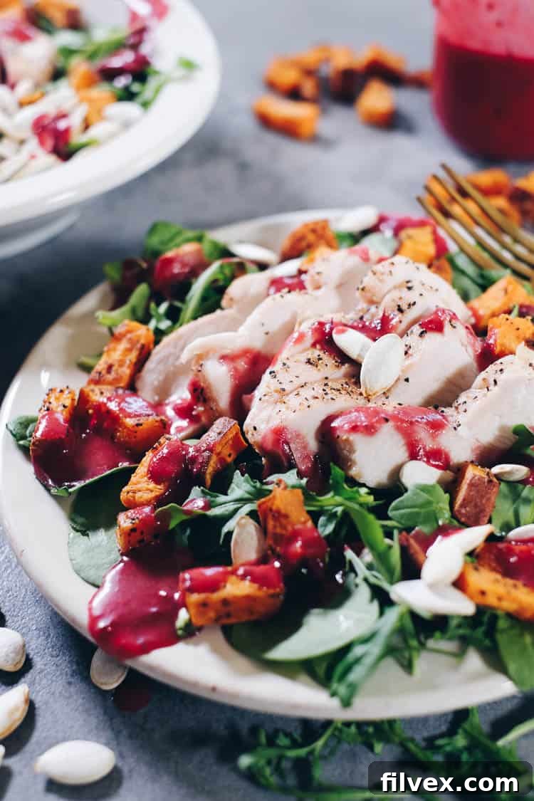 Homemade Cranberry Vinaigrette, sweetened with maple syrup, offers a unique and healthy dressing for your holiday salad.
