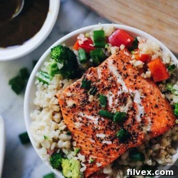 Honey Ginger Salmon Bowls Recipe Image