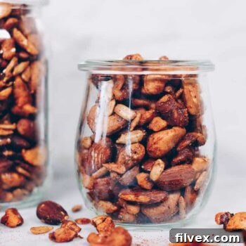 Paleo spiced nuts in a glass jar