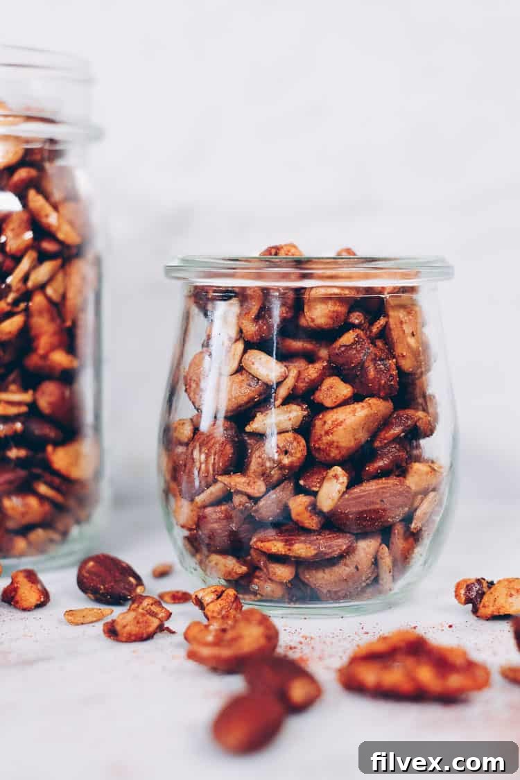 These Paleo spiced nuts are a great way to add extra flavor to your day! They are super simple and easy to make and obviously crazy addicting! Whole30 too! #paleo #whole30 #holidays #mixednuts #spicednuts | realsimplegood.com