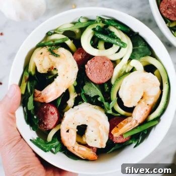 Lemon Garlic Shrimp Pasta (Paleo, Whole30 + Keto)