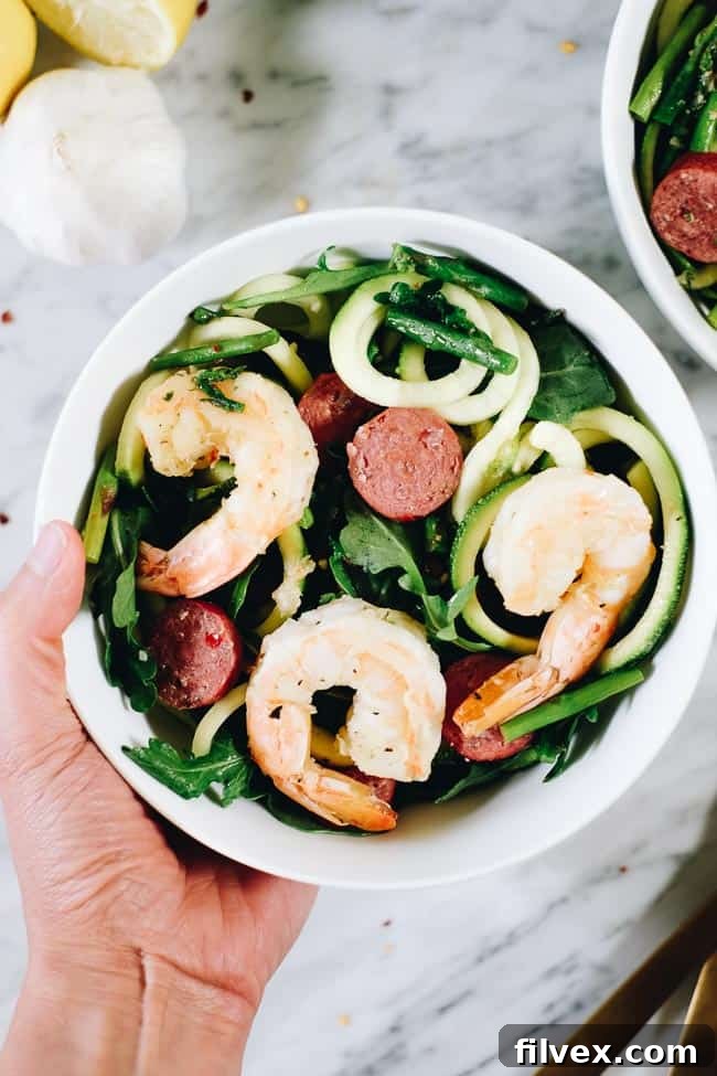 Closer up of Lemon Garlic Shrimp Pasta in a bowl. 