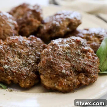 A plate of homemade country breakfast sausage patties.