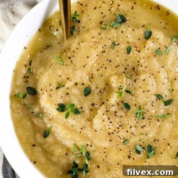 Celeriac Soup (Paleo + Whole30) ready to serve.