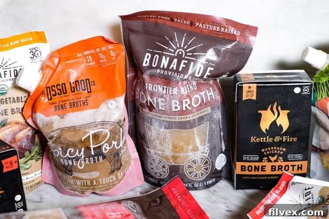 Several options displayed of brands for where to buy bone broth. 