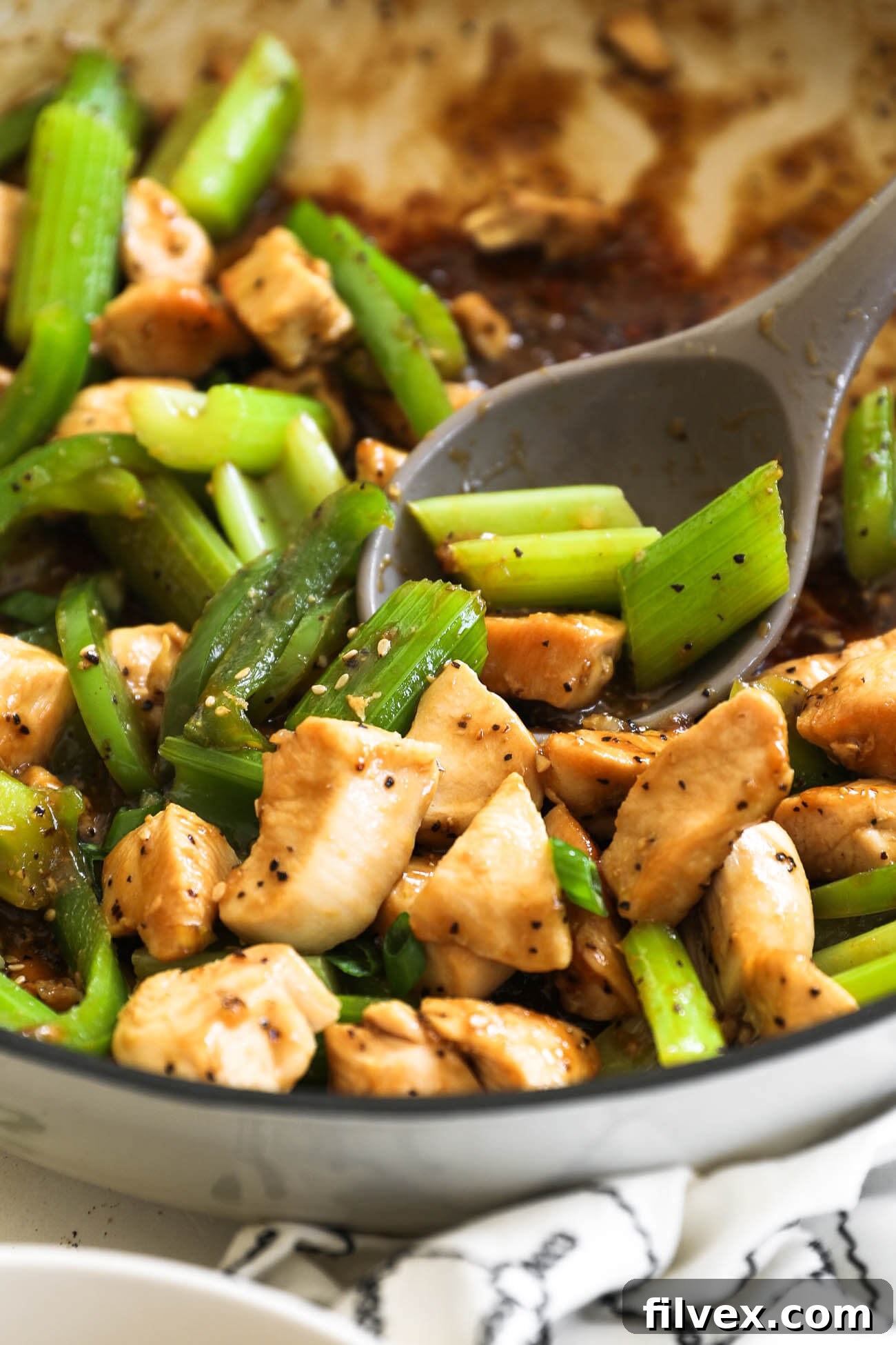 Ingredients for black pepper sauce including coconut aminos, fish sauce, white vinegar, arrowroot starch, and black pepper