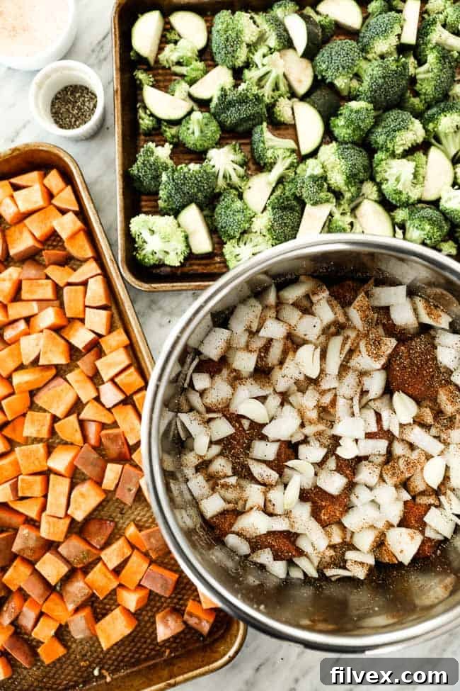 Veggies on sheet pan and roast in instant pot