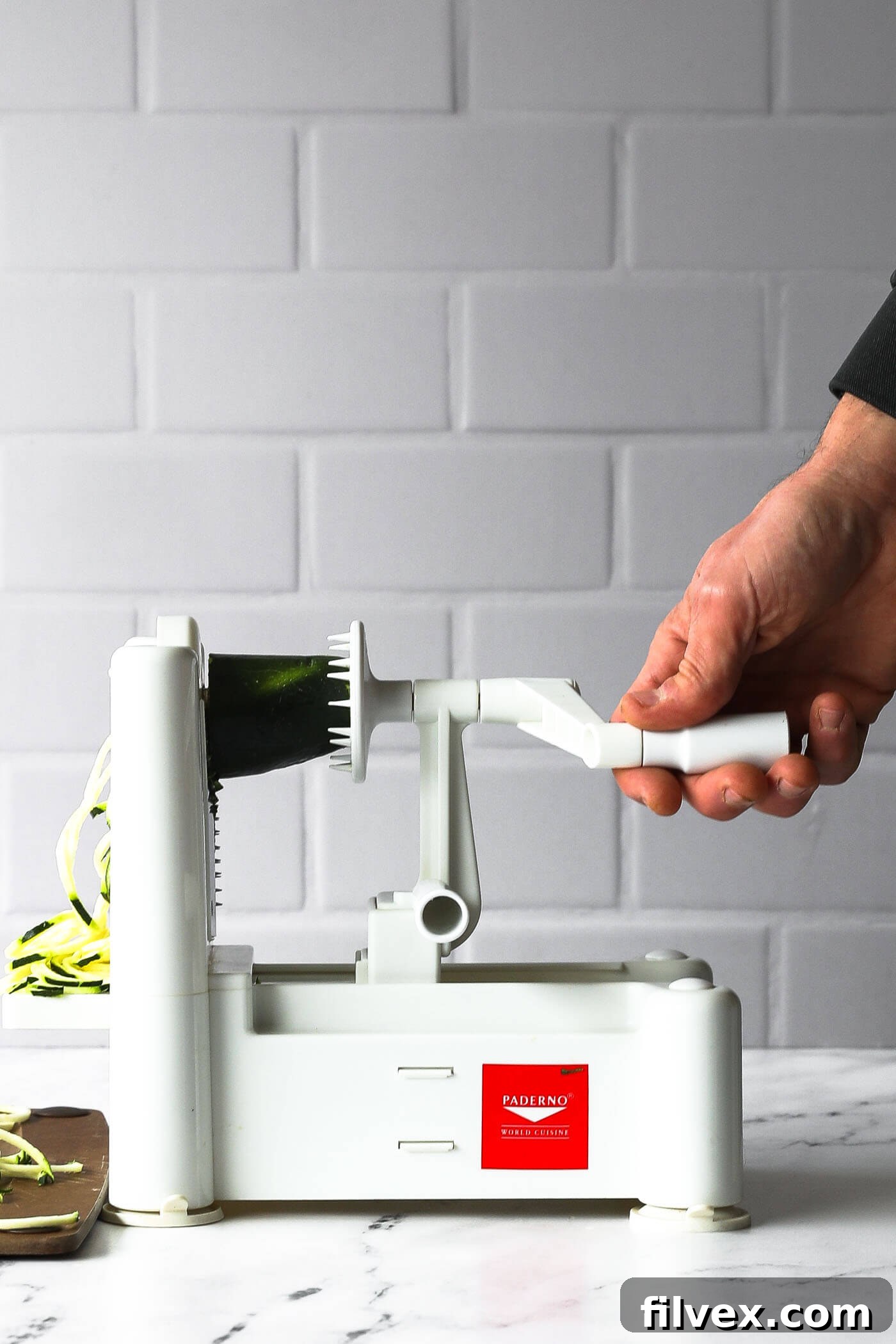 Spiralize the zucchini.