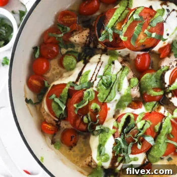 Oven-Baked Chicken Caprese ready to serve