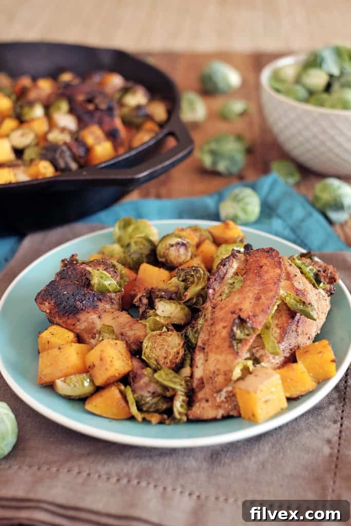 Hearty Chicken Skillet, ready to be served from the cast iron pan