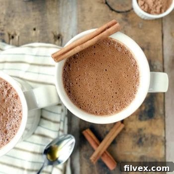 Mexican Mocha recipe card image, a square photo of the spiced chocolate coffee drink.