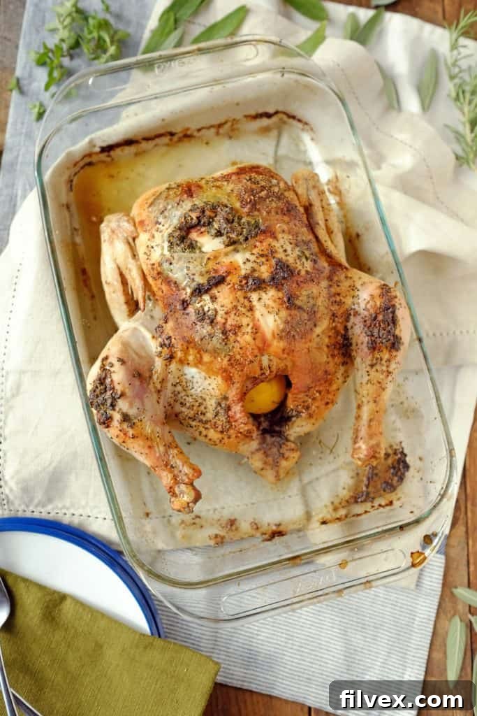 Delicious Herb Roasted Whole Chicken with Crispy Skin