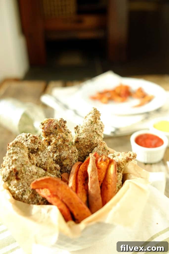 Close-up of baked ranch chicken tenders, showing the seasoning crust.