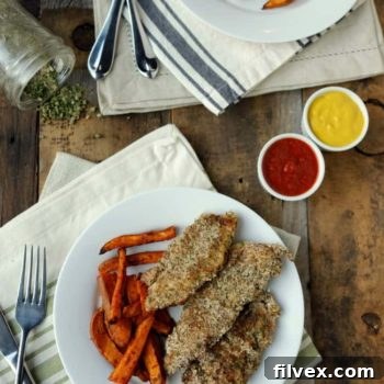 Final baked ranch chicken tenders on a plate.