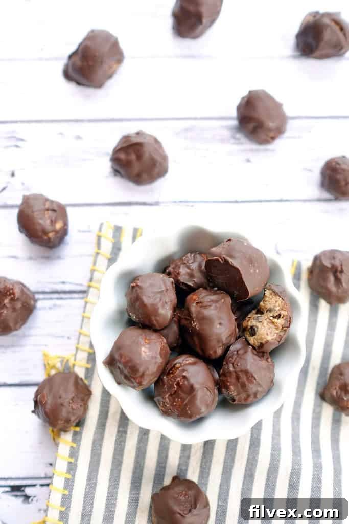 Chocolate chip cookie dough bites three