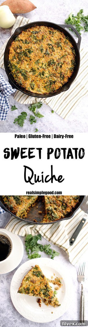 Individual serving of Paleo and Whole30 Sweet Potato Quiche, perfect for a healthy meal.