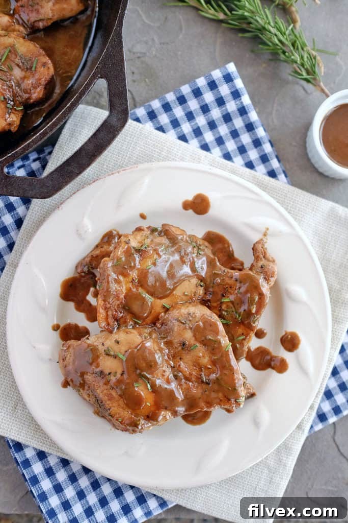 Close-up of Pan-Seared Balsamic Honey Mustard Chicken with rich sauce