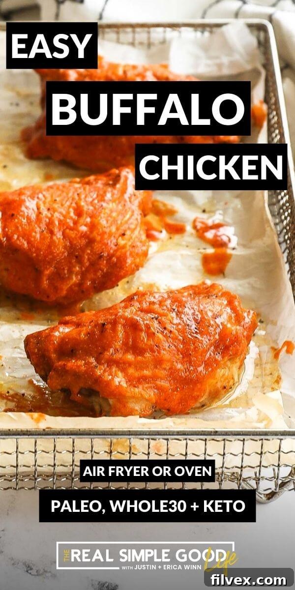 Two buffalo chicken thighs garnished with parsley on a plate