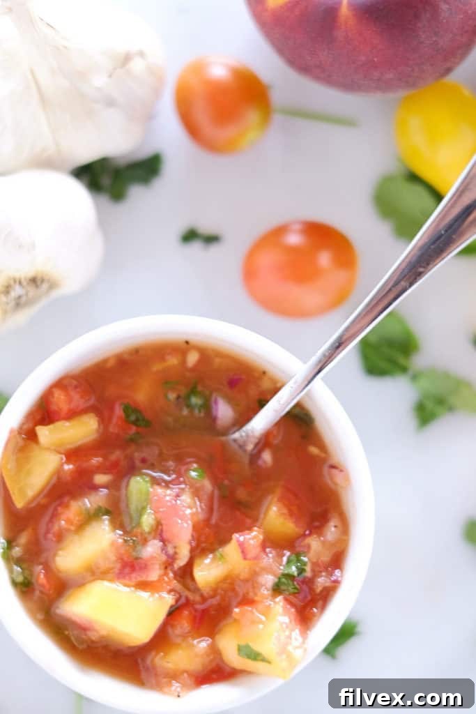 Fresh, local peaches are perfect for this summertime peach salsa. It doesn't get any better or fresher than this Paleo + Whole30 homemade salsa.