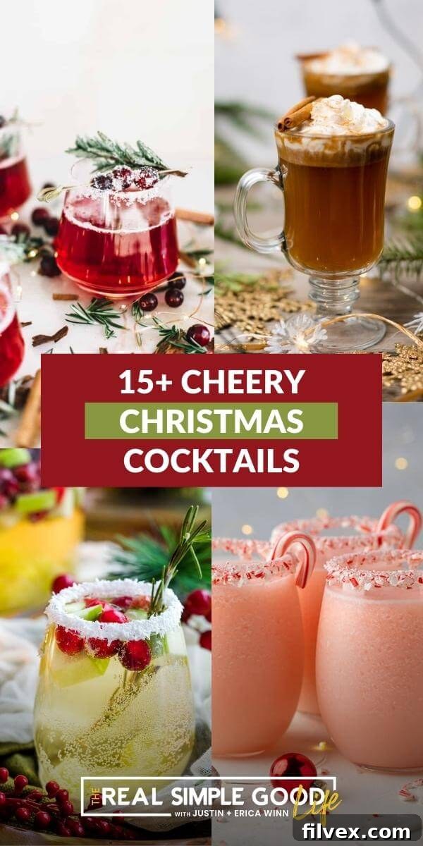 A beautifully garnished Christmas cocktail, signaling the start of festive celebrations.