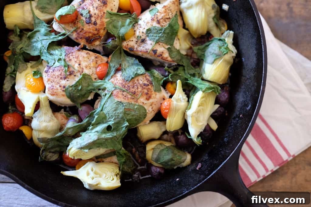 One Pan Mediterranean Chicken Skillet – A vibrant and healthy chicken dish with fresh vegetables.