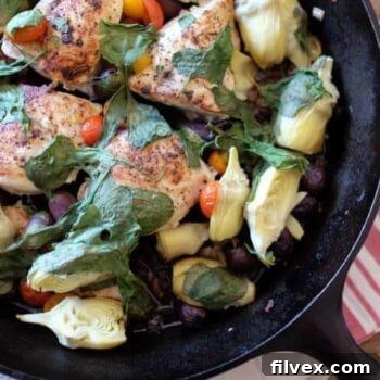 One Pan Mediterranean Chicken Skillet - Recipe thumbnail image.