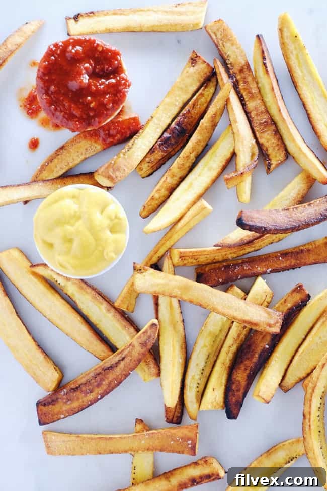 These paleo plantain fries are our cleaned-up version of an old guilty pleasure. They are sure to satisfy any cravings for fries on your Whole30 too. Whole30, Gluten-Free + Paleo. | realsimplegood.com