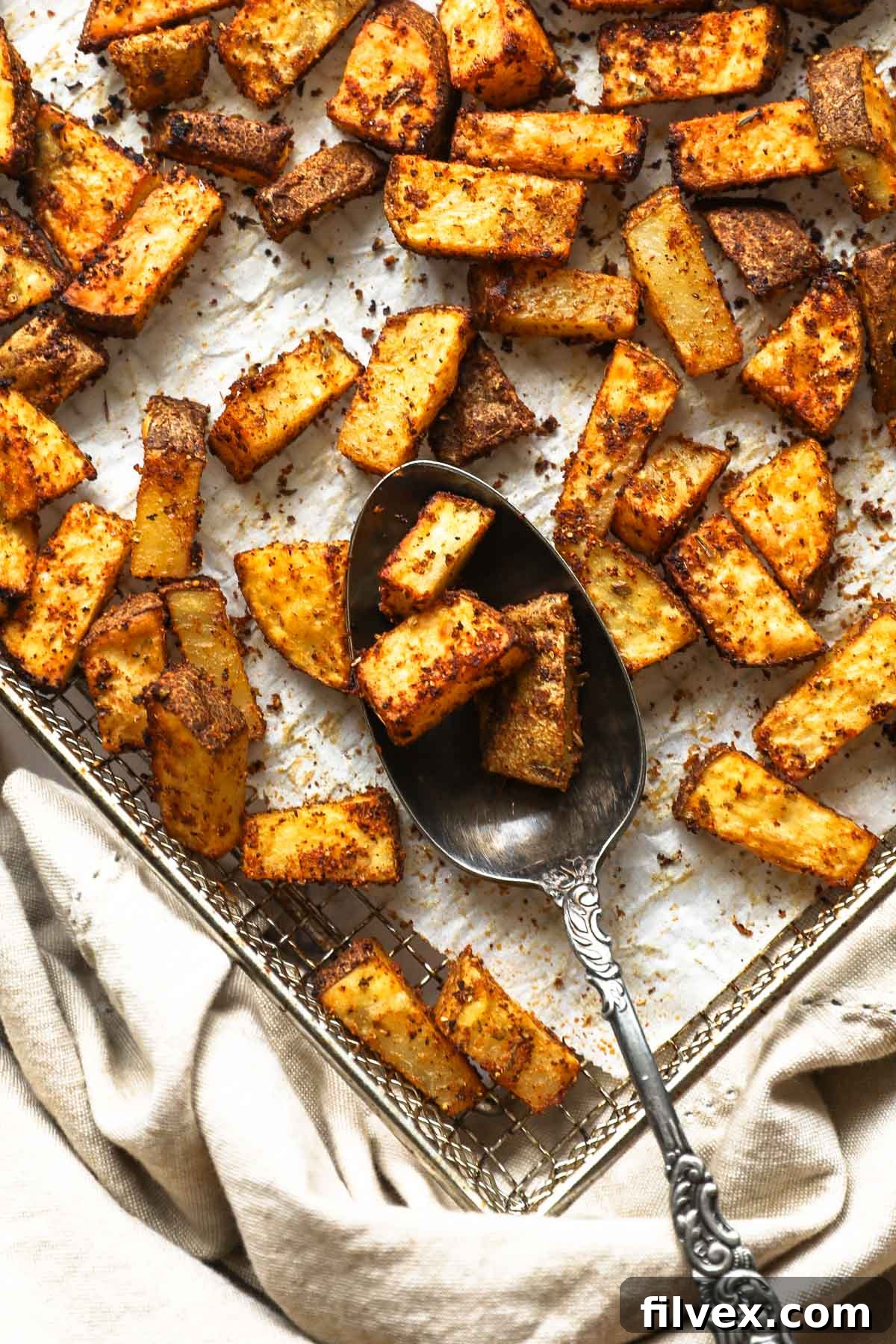 Close-up of Crispy Air Fryer Breakfast Potatoes