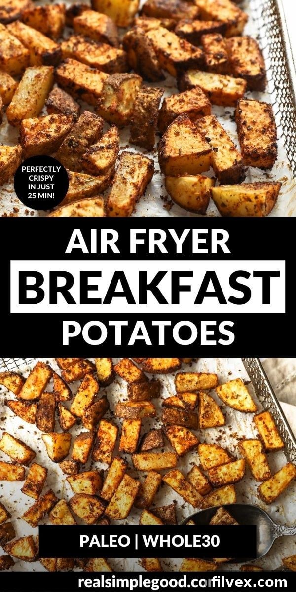 Air Fryer Breakfast Potatoes with a side of ketchup