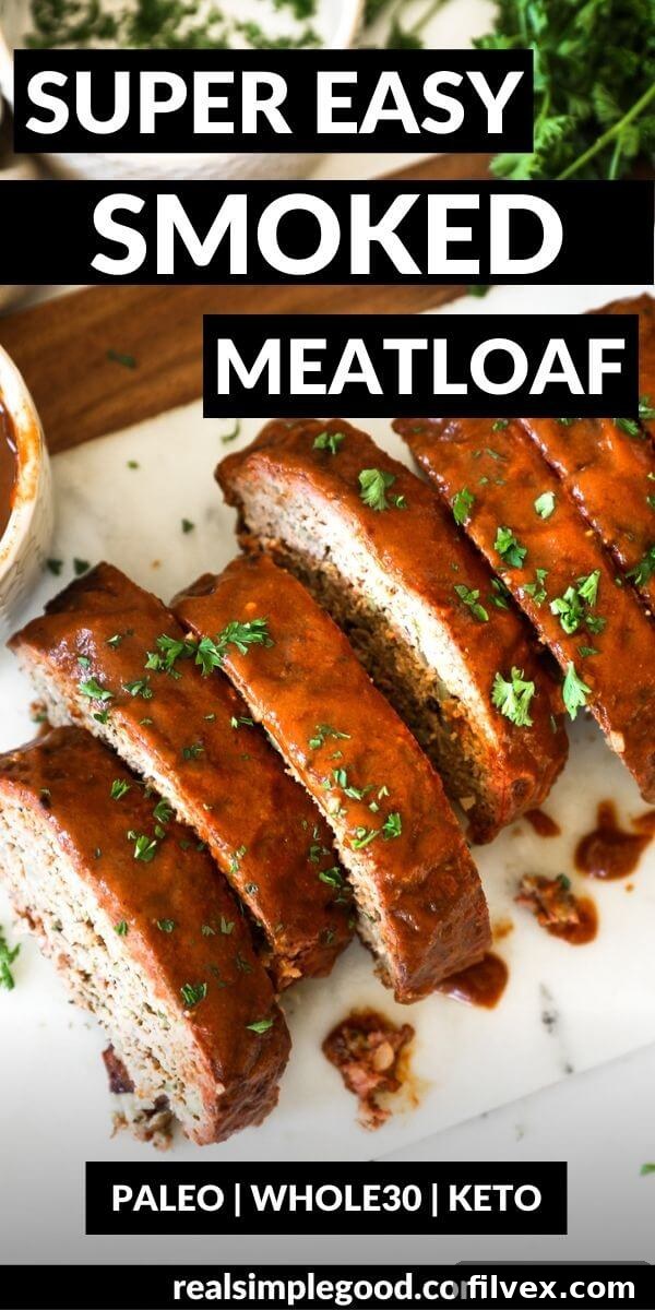 Pin for smoked meatloaf recipe.