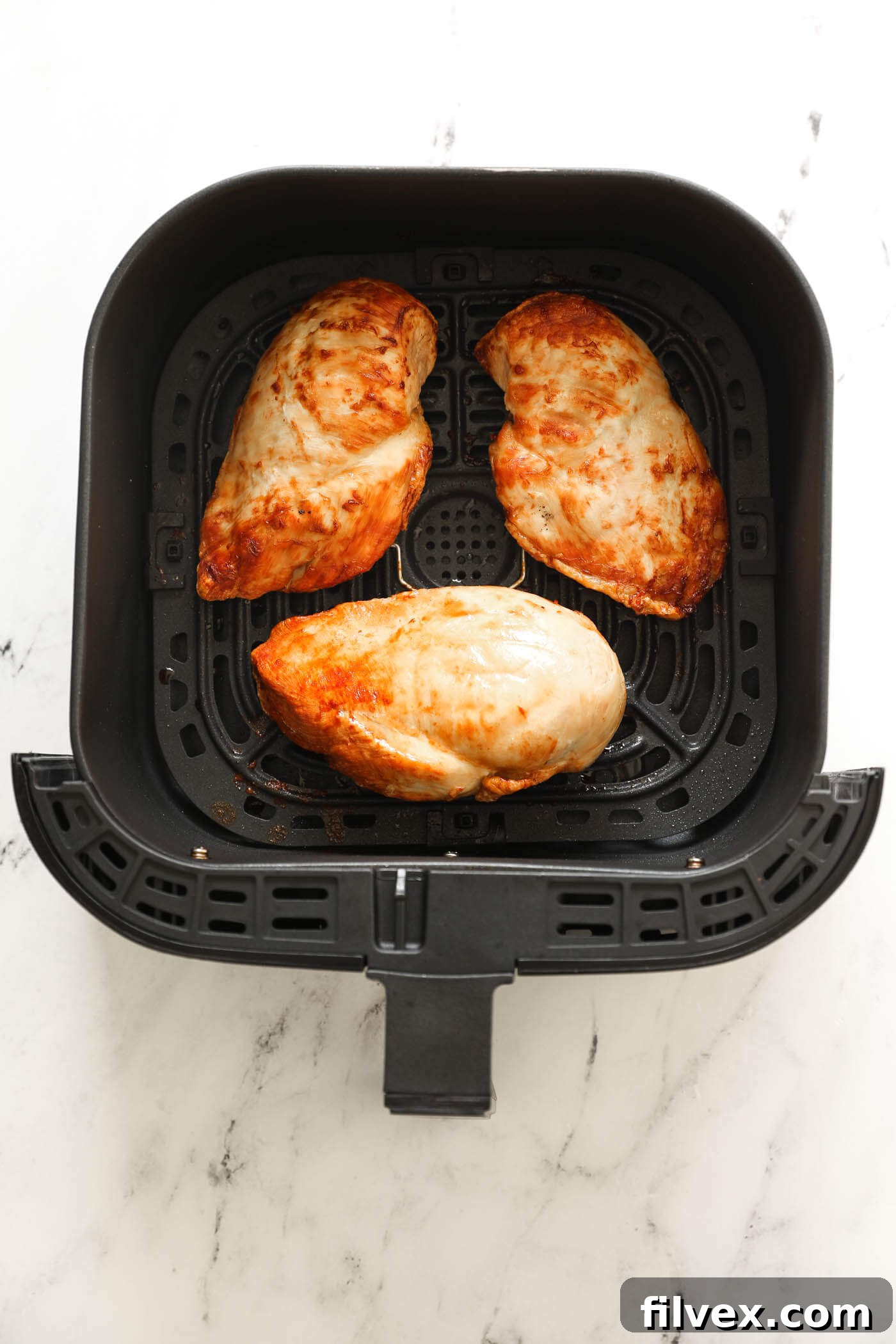 Checking internal temperature of chicken breast with a thermometer