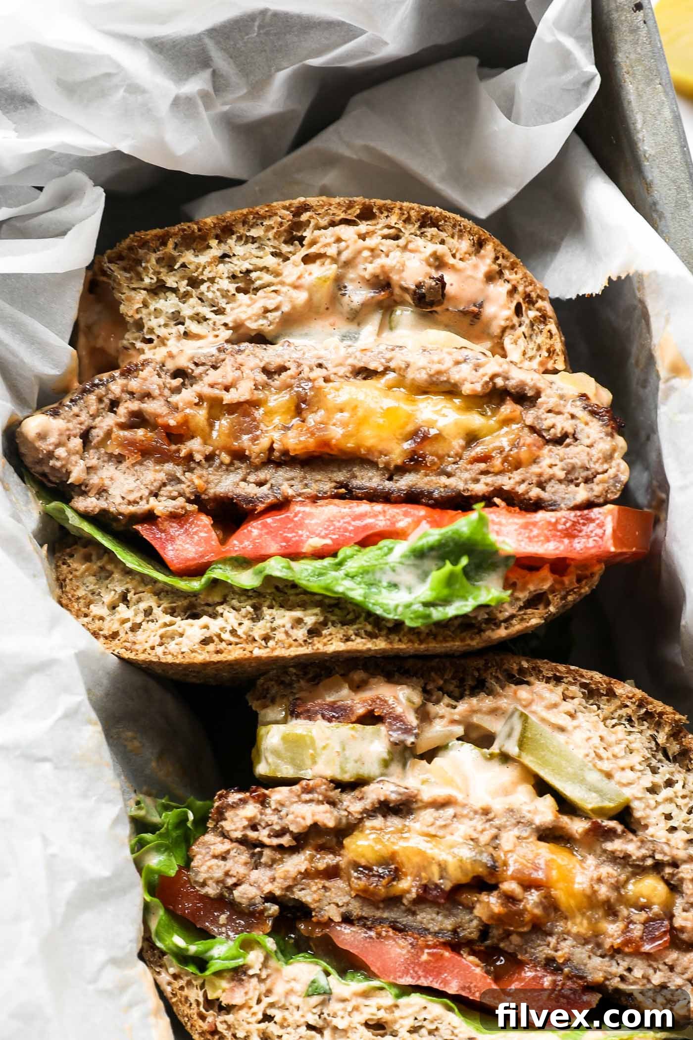 Delicious cheese and bacon stuffed keto burger, ready to be served